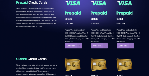 Prepaid Card | Cloned Credit Cards and Money Transfers 
via PayPal or Western Union